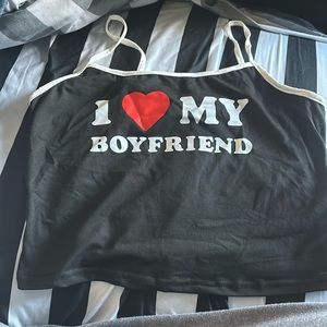 i love my boyfriend cropped cami tank top